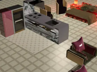 FURNITURE BED ROOM KITCHEN 2020 3D model