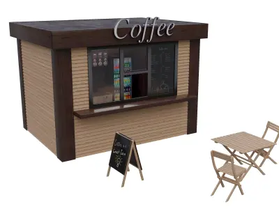 Coffee Shop Low-poly 3D model