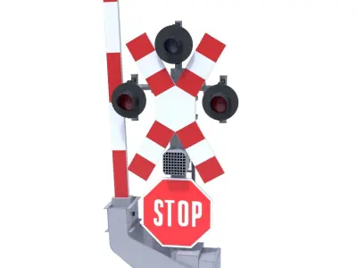 Rail Crossing Traffic Light 1 3D model