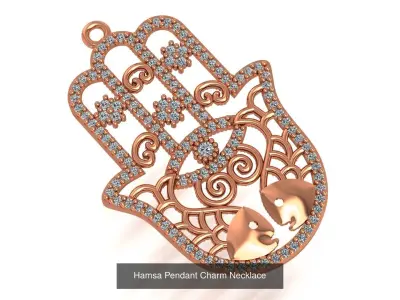 14 Hamsa Charm Necklace Pendant 3D Model Pack