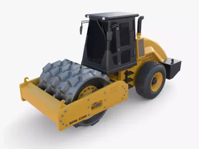 Road roller V8 Low-poly 3D model
