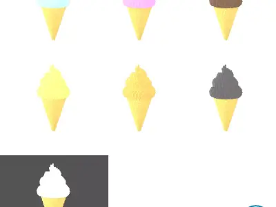 Voxel Ice Cream Cone v1 Pack 01 Low-poly 3D model