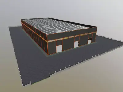 Steel Structure Warehouse-54mtx119mt Low-poly 3D model