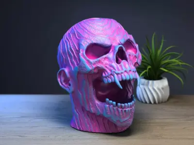 Scream Skull Headphone Stand Cyborg Headset Stand Perfect Gamer  3D print model