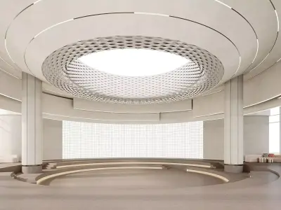 Modern Circular Public Hall with Amphitheater Steps 3D model