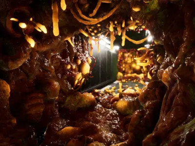 Alien Biomass Planet and Interior Low-poly 3D model