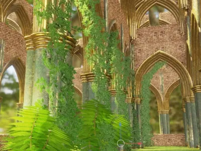 medieval palace garden 3D model