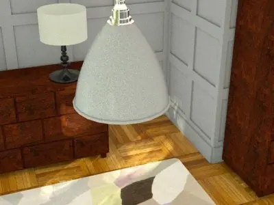 30s style cream pendant light Low-poly 3D model