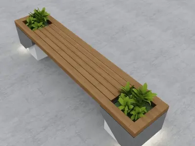 Modern Bench Street and Garden 7 3D model