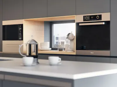 VRay - C4D Scene files - Modern Kitchen Scene 3D model