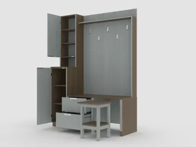 hallway 7 cabinet with two drawers and shelf 3D model