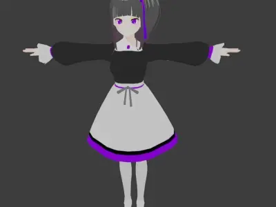 2 Cute Anime girls characters collection g3 Low-poly 3D model