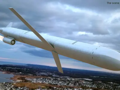  Cruise Missile with Transport Cart Gray 