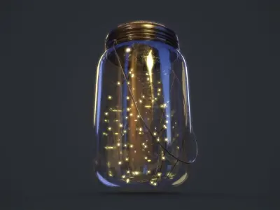 Mason Jar LED Lantern Low-poly 3D model