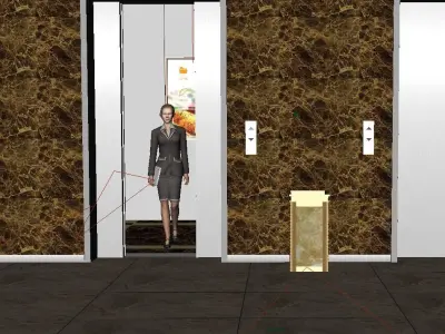 People come out of the elevator 3D model