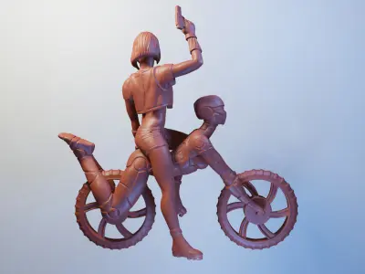 Minamoto woman riding bike 3D print model