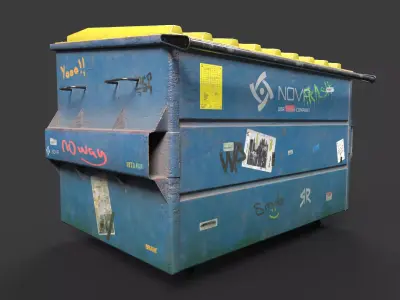 Garbage Bins Low-poly 3D model