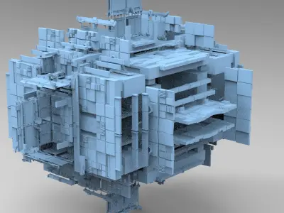 Sci fi Light gravity cube walkway 5  3D model
