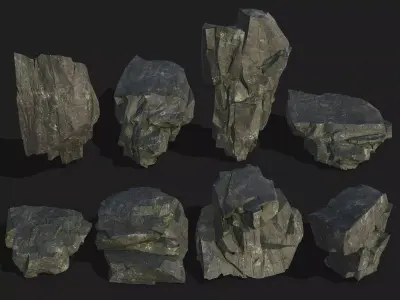 cliff rocks - 3D Models PBR Pack 08 Low-poly 3D model