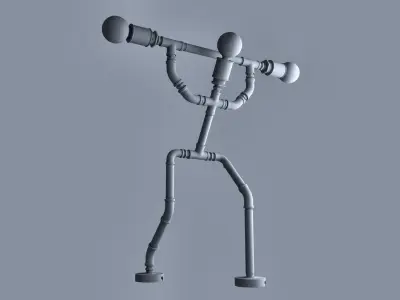 Pipe Lamp - Barbell Curl 3D model