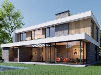  Modern Luxury 3D Villa Low-poly 3D model