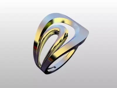 Modern Sculptural Adjustable Ring 3DM STL 3D print model 3