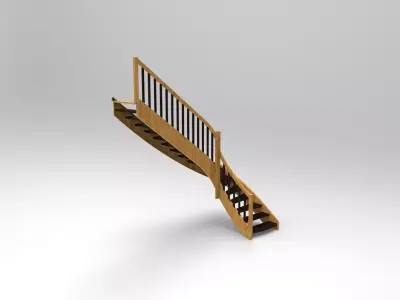 stairs-500 wooden staircase Low-poly 3D model
