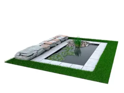Landscaped Stone Pond 3D model