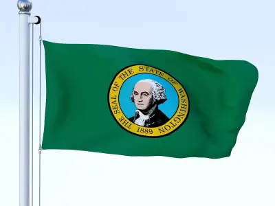 Animated Washington Flag Low-poly 3D model