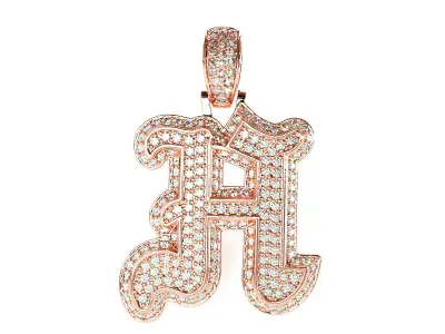 Tattoo fonts H alphabet pendent 3D print model