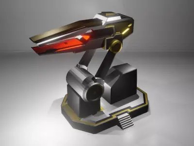 Cannon robot with light Low-poly 3D model