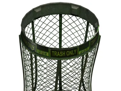 Green open street garbage dust bin Low-poly 3D model