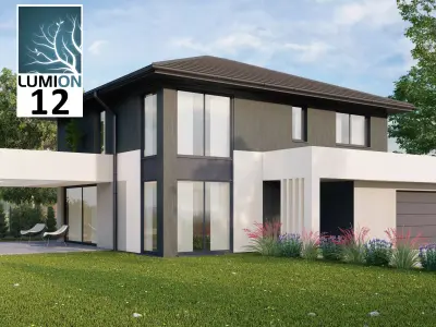 Lumion 12 Two-Story Modern House Full Scene Low-poly 3D model