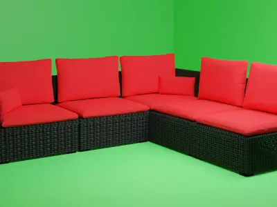 Corner couch with middle table 3D model