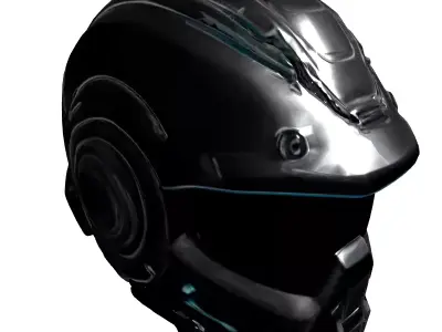 Futuristic SciFi Pilot Helmet Low-poly 3D model