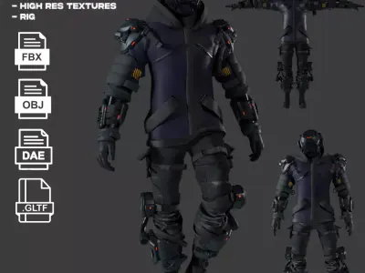 Cyberpunk Character Cyber Hunter 3D model