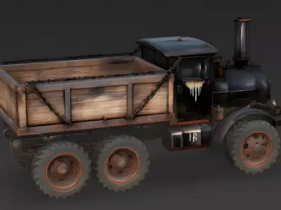 Heavy Steampunk Steam-Truck 3D Model Low-poly 3D model