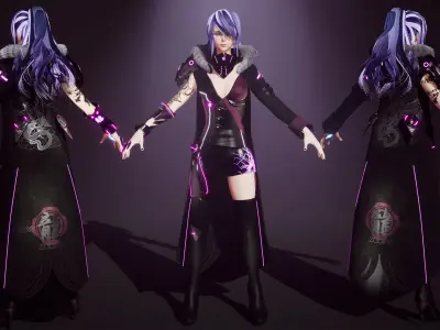 Evelynn V2 - Scifi Cyberpunk Character Low-poly 3D model