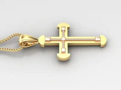 High Cross Pendant Light Gold 18K 4CP062 3D print model