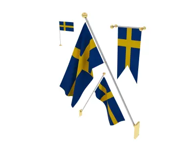 Flags of Sweden 3D model
