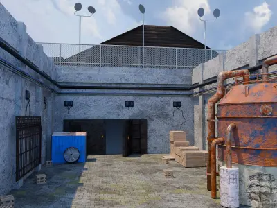 Industrial Hall and Warehouse Modular Level Pack Low-poly 3D model