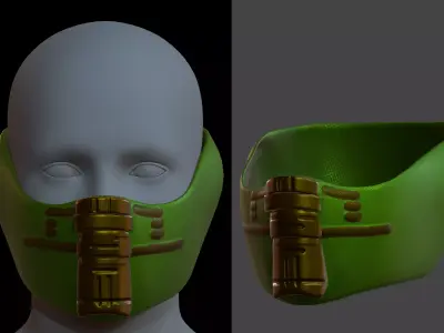 Gas mask helmet 3d model scifi Low-poly  Low-poly 3D model