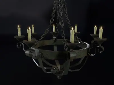 Medieval Chandelier 03 Low-poly 3D model