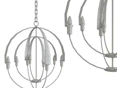 Double Cirque Chandelier low poly 3d model Low-poly 3D model