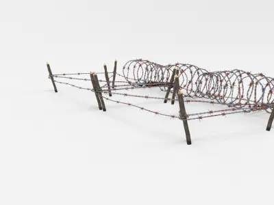 Low Poly Barb Wire Obstacle Low-poly 3D model