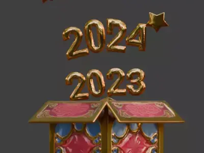 High-Quality 3D Cartoon New Year Wish Box Free low-poly 3D model