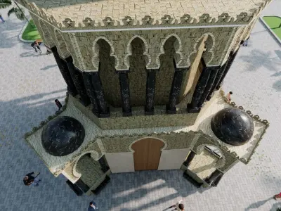 Clock Tower Low-poly 3D model