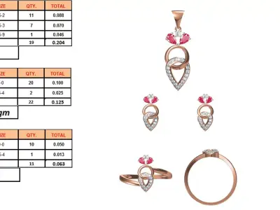 Light wt Ring Earrings Pendant set stl jcd 1-render details 3D print model 58