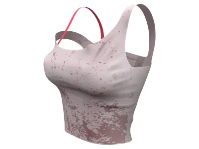 Female Stained Off Shoulder Crop Top Low-poly 3D model