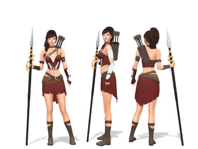 Full Warrior Archer Outfit Low-poly 3D model